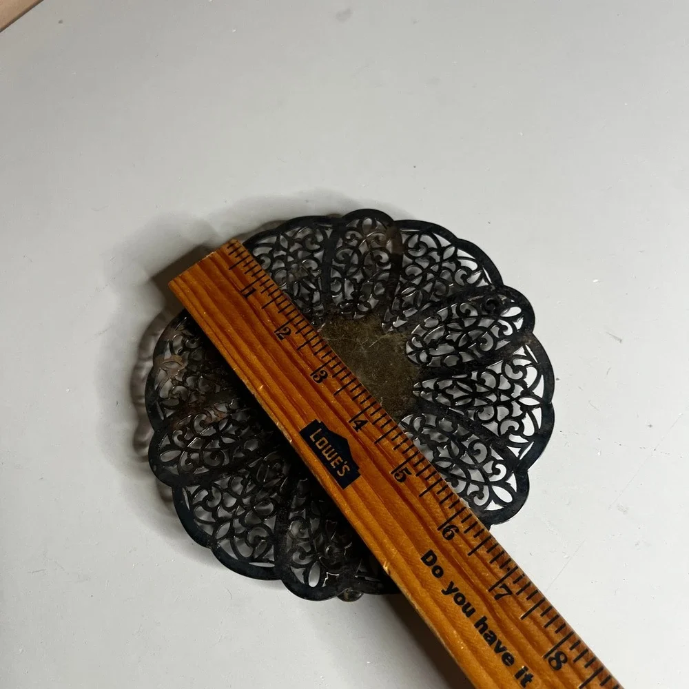 Vintage WM Rogers 76 Silver Plate Pierced Filigree Footed Trivet 6 Inch